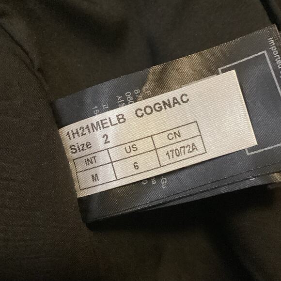 Ba&sh Melba Cognac Brown Lamb Leather Zip Front Mini Skirt M NWT $475 - Picture 12 of 13